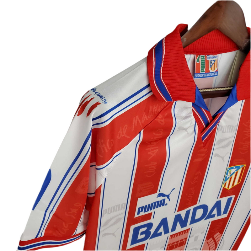 Maillot Atlético de Madrid Rétro 1996/1997 Blanc et Rouge -