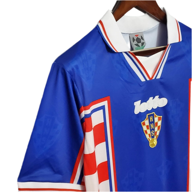 Camisola Croácia Retrô 1998 Azul, Vermelha e Branca - Lotto