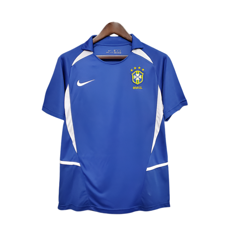 Maillot rétro de l'équipe nationale brésilienne 2002 bleu -