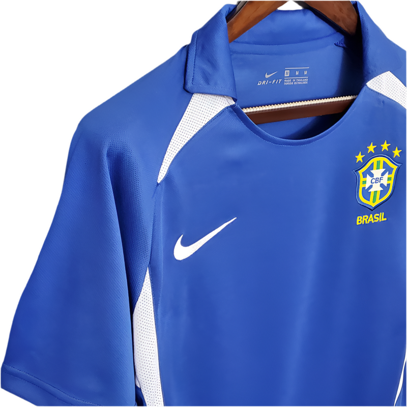 Maillot rétro de l'équipe nationale brésilienne 2002 bleu -