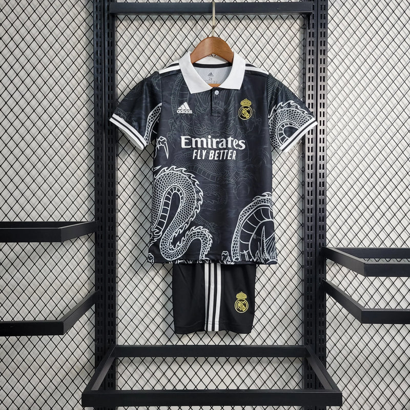 Kit Infantil Real Madrid Edição Dragão 23/24 - Preto